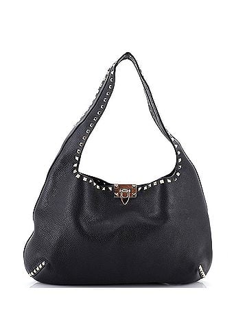 Valentino Garavani Rockstud Flip Lock Hobo Leather Large (view 1)