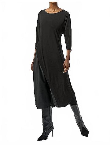 Joseph Ribkoff Print 3/4 Sleeve Trapeze Dress in Black (view 2)