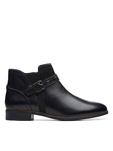 Clarks Women's Trish Strap Boots in Black Leather (view 1)