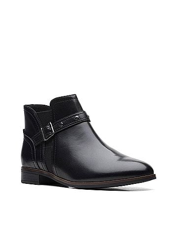 Clarks Women's Trish Strap Boots in Black Leather (view 2)