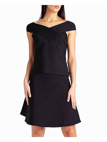 Nicole Miller Dakota Knit Cap Sleeve Top in Very Black (view 2)