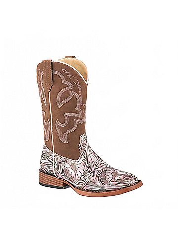 Roper Girl's Raya Floral Boots 9 Mo in Lilac (view 1)