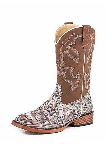 Roper Girl's Raya Floral Boots 9 Mo in Lilac (view 2)