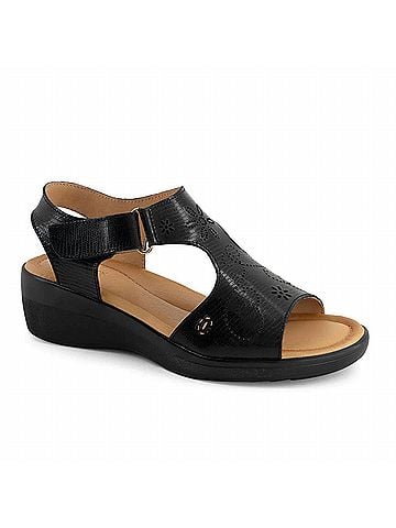 Andrea Women's T-Bar Leather Sandal in Black (view 1)