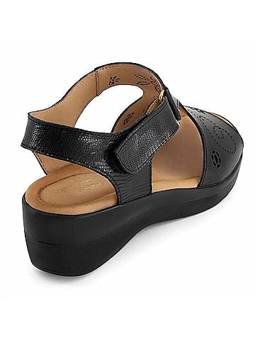 Andrea Women's T-Bar Leather Sandal in Black (view 2)