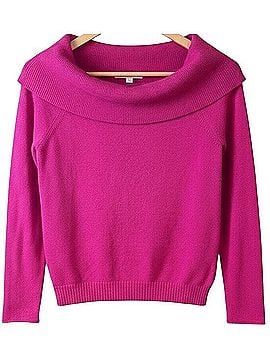 Anthropologie Fuchsia Foldover Cowl Neck Sweater Pullover Sweater (view 1)