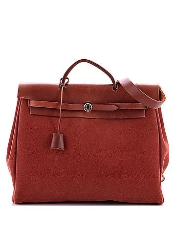 Hermès Herbag Toile and Leather MM (view 1)