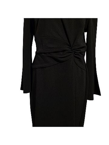London Times Black Long-Sleeve Twist-Waist Dress Casual Dress (view 1)