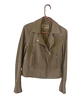 Michael Kors Tan suede full zip Faux Leather Jacket (view 1)