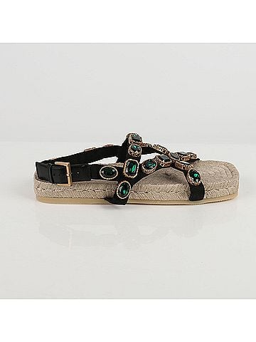 Gucci Black Grosgrain Crystal Espadrille Sandals (view 2)