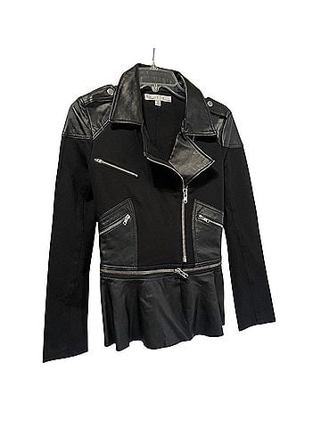 The Man Repeller x PJK lamb leather/ Faux Leather Moto Faux Leather Jacket (view 1)