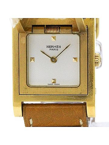 Hermès HERMES Médor Gold Plated Leather Quartz Ladies Watch ME1.201 (view 1)