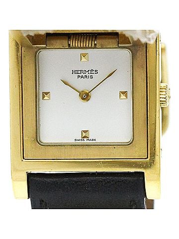 Hermès HERMES Médor Gold Plated Leather Quartz Ladies Watch (view 1)