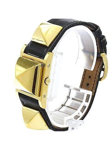 Hermès HERMES Médor Gold Plated Leather Quartz Ladies Watch (view 2)