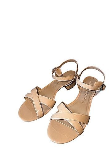 Aerosoles Nude Tan Strappy Block Heel Sandals Sandals (view 1)