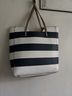 Madison West Stripes White Blue Leather Tote One size - photo 4