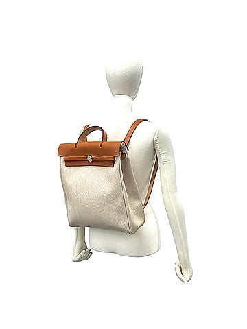 Hermès HERMES Herbag Ad PM Toile H Leather Backpack Gold Ivory 23625 (view 2)