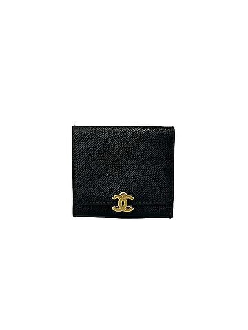 Chanel CHANEL Vintage Coco Mark Leather Wallet/Coin Purse Mini Wallet Black 16575 (view 1)