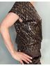 Kevan Hall Brown Short Sleeve Blouse Size M - photo 5