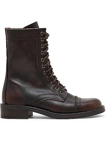 Steve Madden Women's Yukon Combat Booties in Brown Distressed (view 1)