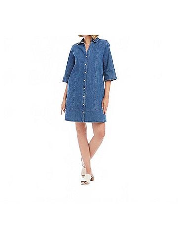 Karen Kane Flare Sleeve Shirtdress in Chambray (view 2)