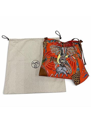 Hermès HERMES Silky City 33 PM La Marche du Zambeze (The March on the Zambezi River) 100% Silk Barenia Orange Poppy Fauve Shoulder Bag, X Stamp, Made in France, Women's, with Dust Bag (view 2)