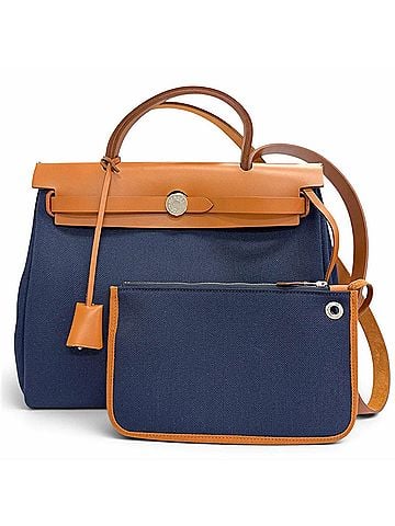 Hermès HERMES Herbag Zip 31 PM Toile Military Vache Hunter Blue Marine Silver Hardware 2-Way Handbag Shoulder Bag W Stamp (2024) Made in France Women's (view 1)
