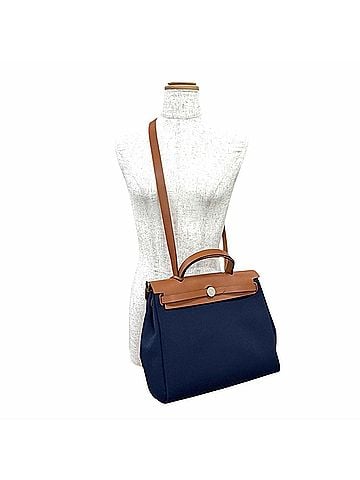Hermès HERMES Herbag Zip 31 PM Toile Military Vache Hunter Blue Marine Silver Hardware 2-Way Handbag Shoulder Bag W Stamp (2024) Made in France Women's (view 2)