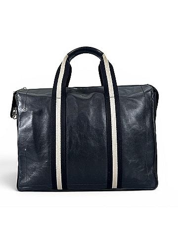 Bally BALLY TAPRUS Trainspotting Stripe Leather Briefcase, Black &amp; White, Made in Italy, Men's (view 2)