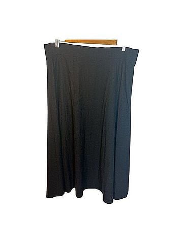 Eileen Fisher Eileen Fisher Black A-Line Pleated Midi Skirt Medium Elastic Waist Travel Work Casual Skirt (view 1)