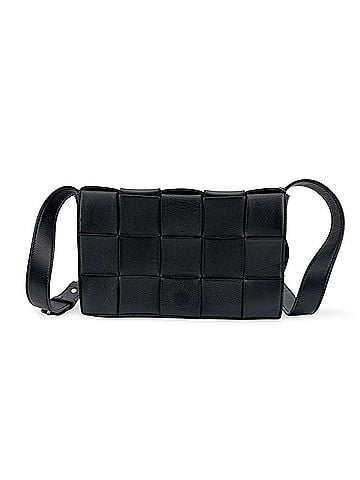 Bottega Veneta Cassette Maxi Intrecciato Patent Black Leather Crossbody Bag Bag (view 1)