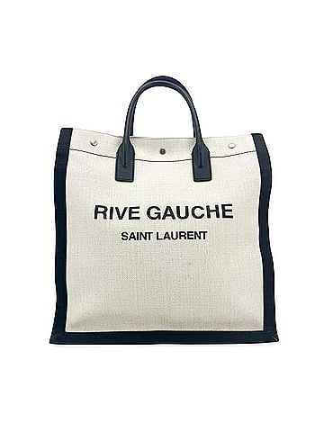 Saint Laurent Rive Gauche Shopper Canvas White Canvas Tote Bag Bag (view 1)