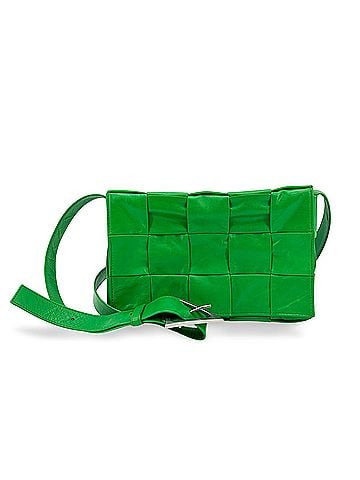 Bottega Veneta Cassette Maxi Intrecciato Leather Green Leather Crossbody Bag Bag (view 1)