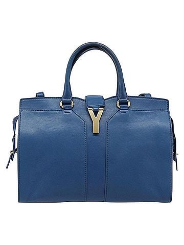 Saint Laurent Chyc Cabas Leather Blue Leather Tote Bag Bag (view 1)