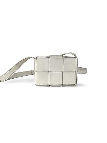 Bottega Veneta Cassette Maxi Intrecciato Leather White Leather Crossbody Bag Bag (view 1)