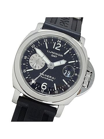 Panerai Panerai Luminor GMT PAM00088 Men's Watch, Brand Name, Date, Automatic Movement, Stainless Steel (SS), Rubber Strap, Silver, Black (view 1)