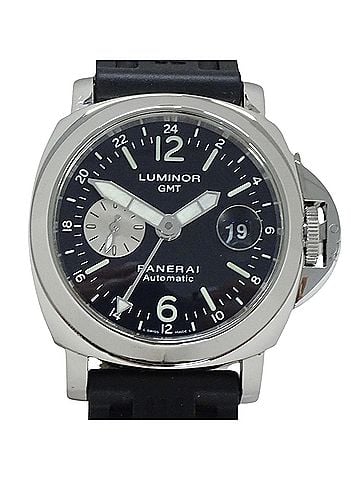 Panerai Panerai Luminor GMT PAM00088 Men's Watch, Brand Name, Date, Automatic Movement, Stainless Steel (SS), Rubber Strap, Silver, Black (view 2)