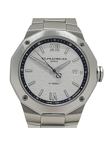 BAUME & MERCIER Baume &amp; Mercier Riviera M0A10829 Men's Watch, Brand Name, Date, Automatic Movement, Stainless Steel (SS), Silver, White, Open Caseback (view 2)