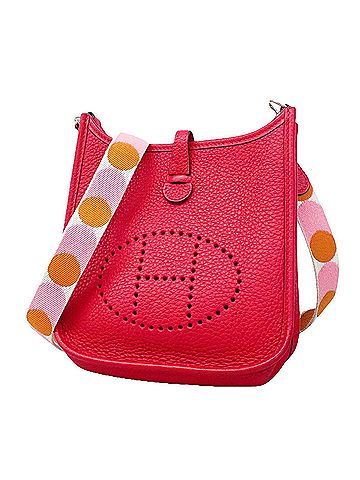 Hermès Hermes Evelyne TPM Shoulder Bag, Taurillon Clemence Leather, Framboise (Raspberry), Z Stamp, Women's. (view 1)