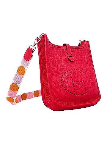Hermès Hermes Evelyne TPM Shoulder Bag, Taurillon Clemence Leather, Framboise (Raspberry), Z Stamp, Women's. (view 2)