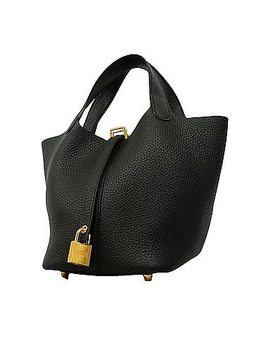 Hermès Hermes Picotin Lock PM handbag, Taurillon Clemence leather, black, K stamp, women's. (view 1)