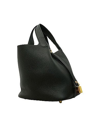 Hermès Hermes Picotin Lock PM handbag, Taurillon Clemence leather, black, K stamp, women's. (view 2)