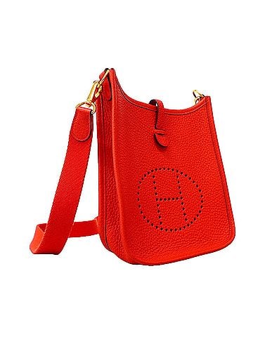Hermès Hermes Evelyne TPM Shoulder Bag, Taurillon Clemence Leather, Rouge Coeur, Z Stamp, Women's. (view 2)