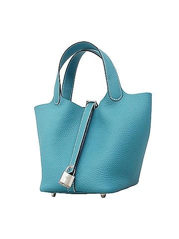 Hermès Hermes Picotin Lock PM handbag, Taurillon Clemence leather, New Blue Jean, G stamp, women's. (view 1)
