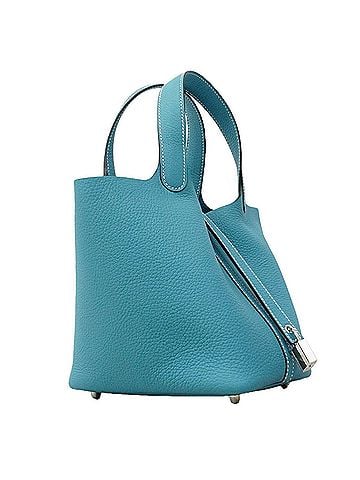Hermès Hermes Picotin Lock PM handbag, Taurillon Clemence leather, New Blue Jean, G stamp, women's. (view 2)