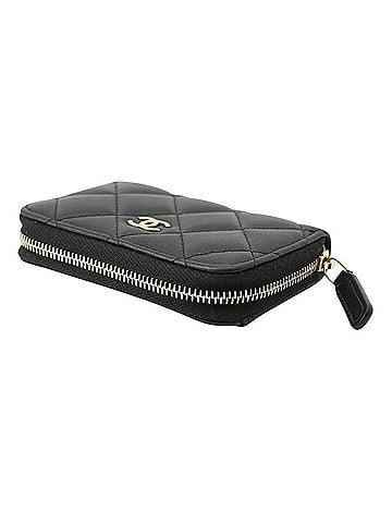 Chanel Chanel Classic Zip Coin Purse Matelassé Coco Mark Lambskin AP0216 Wallet Black CHANEL WALLET (view 2)