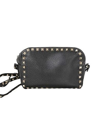 Valentino Garavani Valentino Garavani Shoulder Bag, Rockstud Design, Small Camera Black Leather, Women's (view 1)