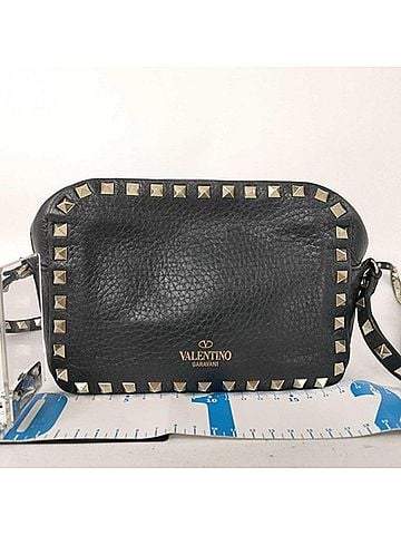 Valentino Garavani Valentino Garavani Shoulder Bag, Rockstud Design, Small Camera Black Leather, Women's (view 2)