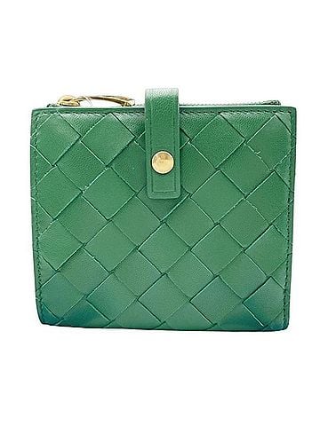 Bottega Veneta BOTTEGA VENETA Bi-fold Wallet Intrecciato 600270 Green Leather Women's (view 1)