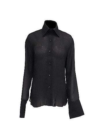 Dolce & Gabbana Dolce and Gabbana Collared Sheer Longsleeve Blouse in Black Viscose (view 1)